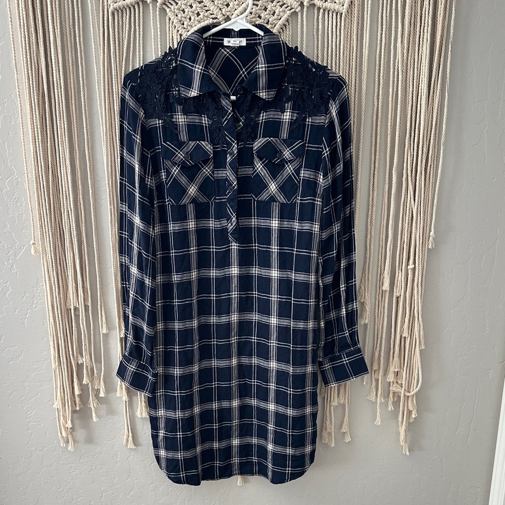 Westport Navy Plaid Shirt Dress